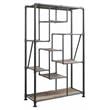 ACME Brantley Rectangular Metal Bookshelf in Antique Oak and Sandy Gray
