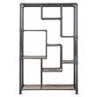 ACME Brantley Rectangular Metal Bookshelf in Antique Oak and Sandy Gray