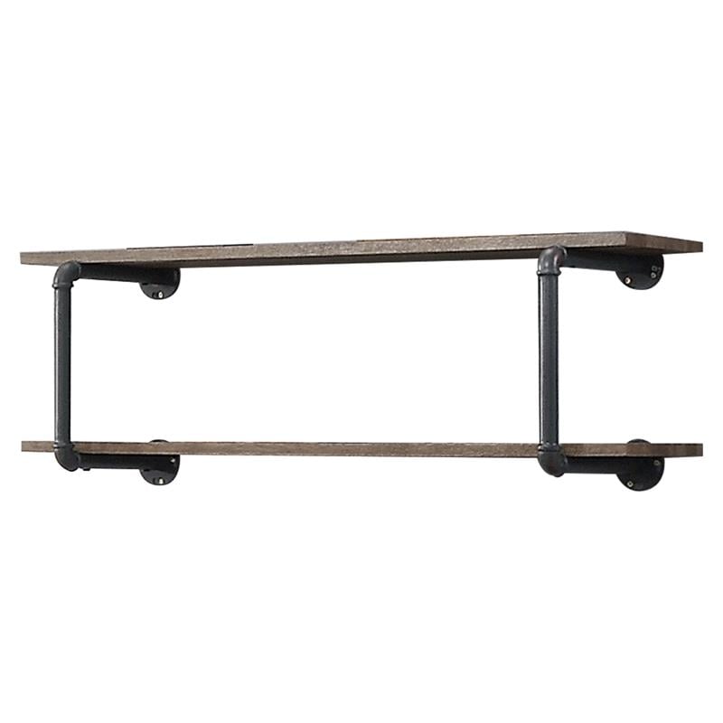 ACME Brantley 2 Wooden Tier Shelves Wall Rack in Antique Oak and Sandy Gray
