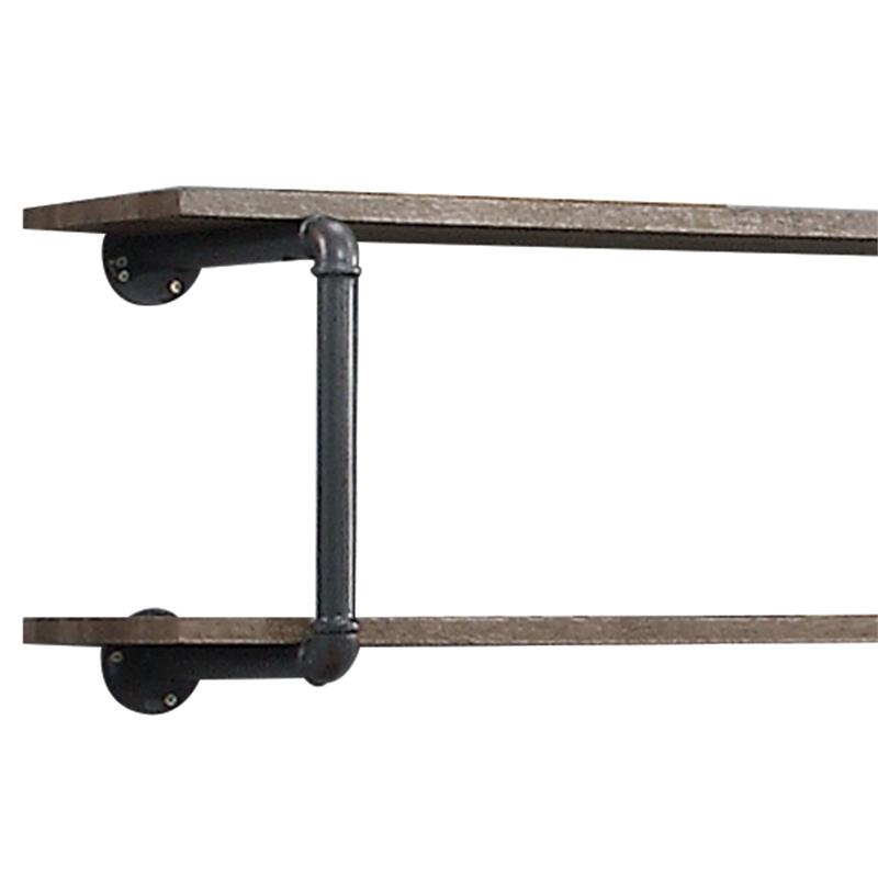 ACME Brantley 2 Wooden Tier Shelves Wall Rack in Antique Oak and Sandy Gray