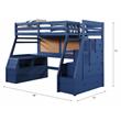 ACME Jason II Storage Twin Wooden Loft Bed with 8 Drawers in Navy Blue