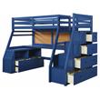 ACME Jason II Storage Twin Wooden Loft Bed with 8 Drawers in Navy Blue
