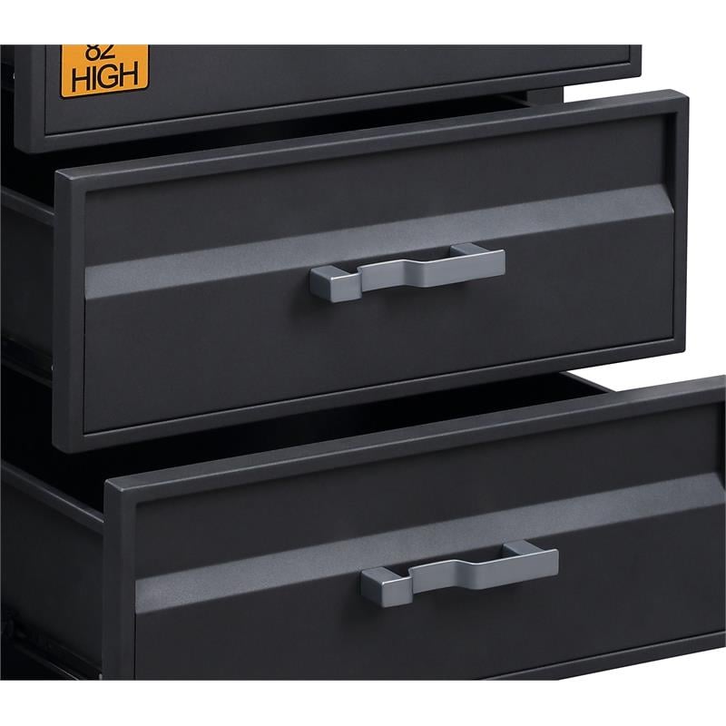 ACME Cargo Container Style Rectangular 3-Drawer Metal Chest in Gunmetal Metal