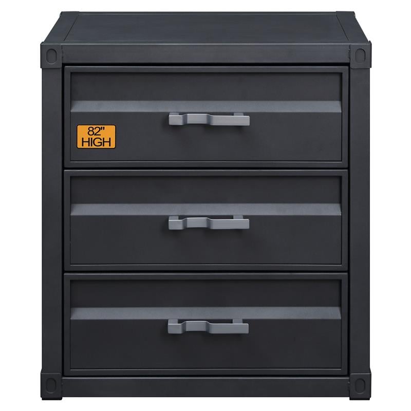 ACME Cargo Container Style Rectangular 3-Drawer Metal Chest in Gunmetal Metal