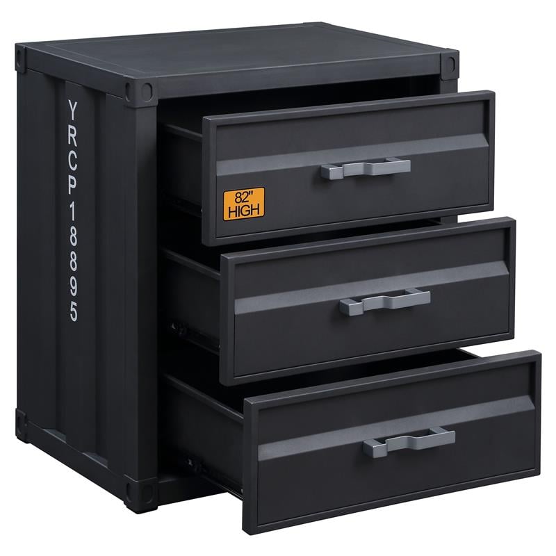 ACME Cargo Container Style Rectangular 3-Drawer Metal Chest in Gunmetal Metal