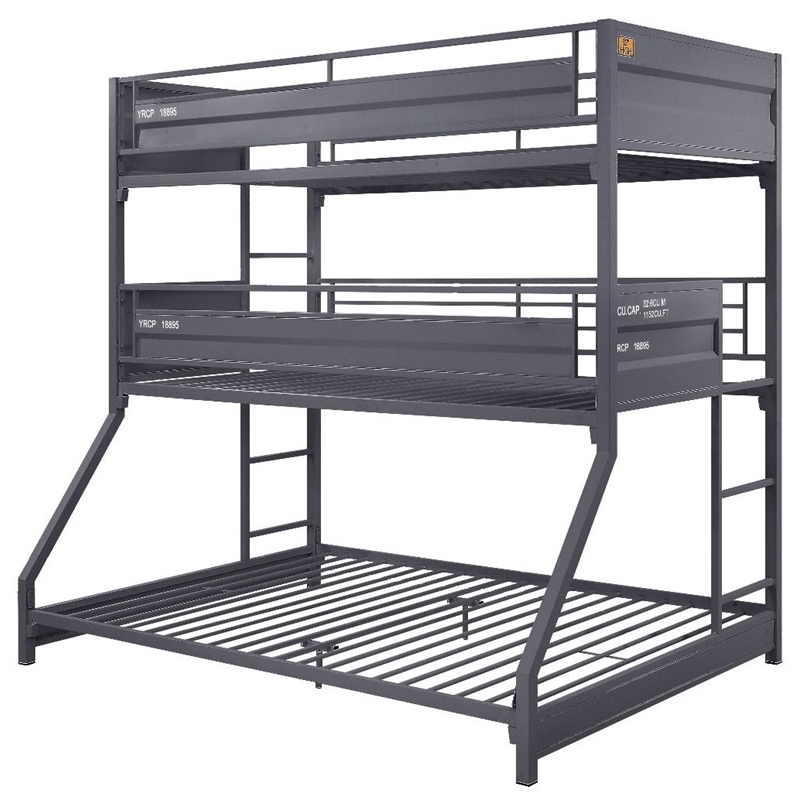 ACME Cargo Twin over Twin over Full Metal Triple Bunk Bed in Gunmetal