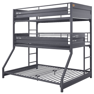 acme cargo twin over twin over full metal triple bunk bed in gunmetal