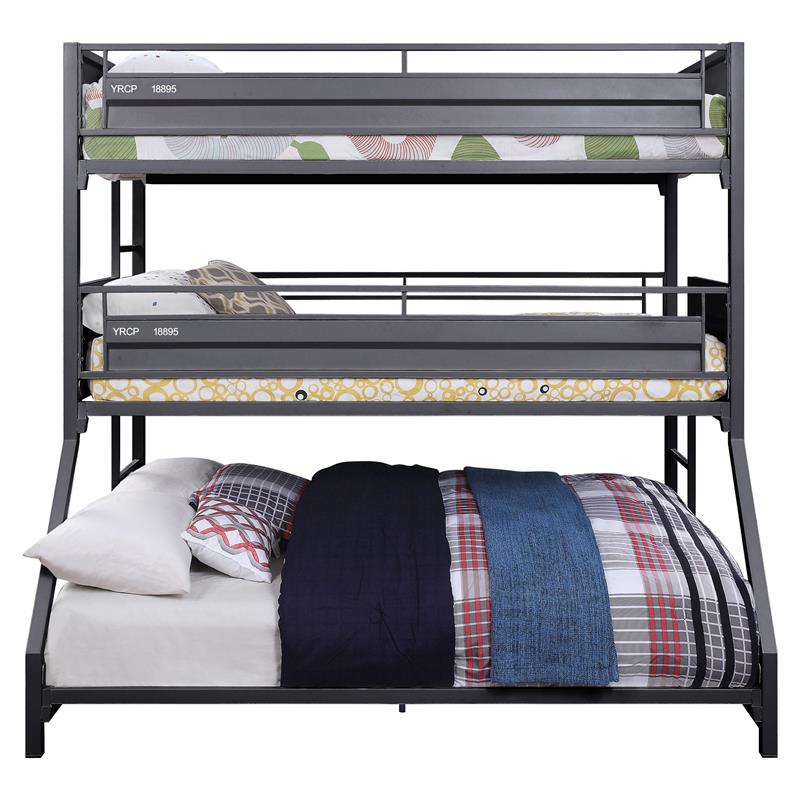 ACME Cargo Twin over Twin over Full Metal Triple Bunk Bed in Gunmetal