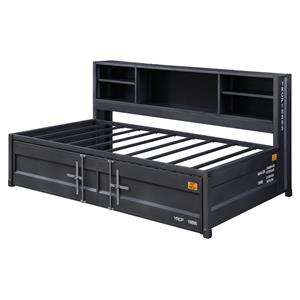 acme cargo metal twin daybed and trundle with slat system in gunmetal