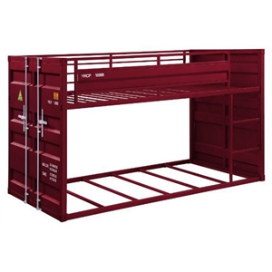 acme cargo twin over twin metal bunk bed with ladder and slat system in red