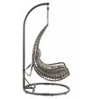 ACME Uzae Wicker Patio Hanging Chair with Metal Stand in Gray and Charcoal