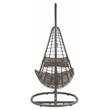 ACME Uzae Wicker Patio Hanging Chair with Metal Stand in Gray and Charcoal