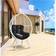 ACME Galzed Wicker Teardrop Patio Lounge Chair in Black and White