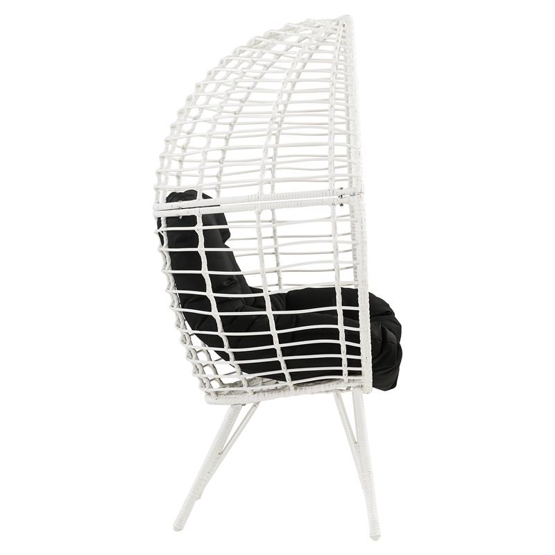 ACME Galzed Wicker Teardrop Patio Lounge Chair in Black and White