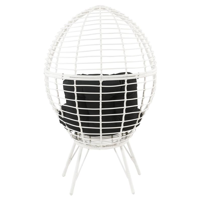 ACME Galzed Wicker Teardrop Patio Lounge Chair in Black and White