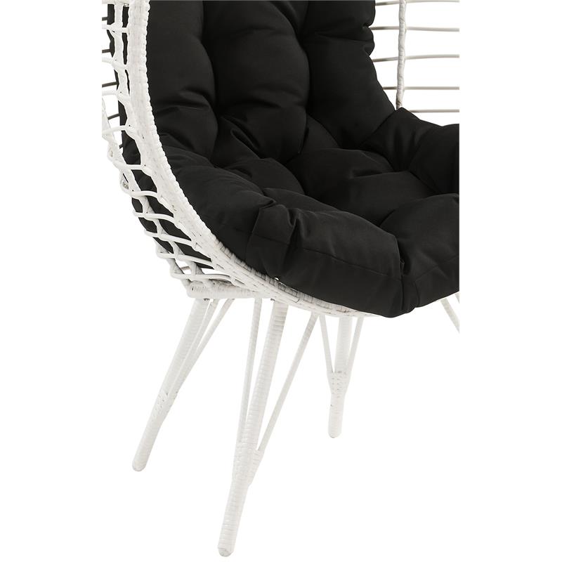 ACME Galzed Wicker Teardrop Patio Lounge Chair in Black and White