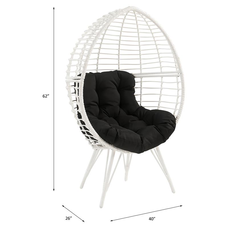 ACME Galzed Wicker Teardrop Patio Lounge Chair in Black and White