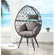 ACME Aeven Wicker Teardrop Patio Lounge Chair in Light Gray and Black