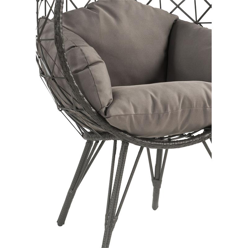 ACME Aeven Wicker Teardrop Patio Lounge Chair in Light Gray and Black