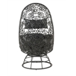 ACME Hikre Wicker Patio Lounge Chair and Side Table in Charcoal and Black