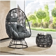 ACME Hikre Wicker Patio Lounge Chair and Side Table in Charcoal and Black