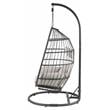 ACME Oldi Wicker Patio Hanging Chair with Metal Stand in Beige and Black