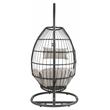 ACME Oldi Wicker Patio Hanging Chair with Metal Stand in Beige and Black