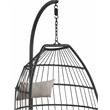 ACME Oldi Wicker Patio Hanging Chair with Metal Stand in Beige and Black