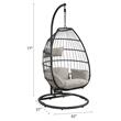 ACME Oldi Wicker Patio Hanging Chair with Metal Stand in Beige and Black