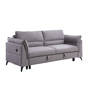 acme helaine sleeper sofa in gray fabric