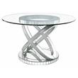 ACME Ornat Round Glass Top Dining Table in Faux Square Diamonds
