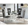 ACME Ornat Round Glass Top Dining Table in Faux Square Diamonds