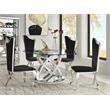 ACME Ornat Round Glass Top Dining Table in Faux Square Diamonds