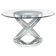 ACME Ornat Round Glass Top Dining Table in Faux Square Diamonds