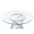 ACME Ornat Round Glass Top Dining Table in Faux Square Diamonds
