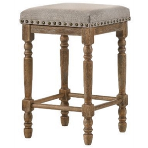 acme farsiris fabric counter height stool in beige and weathered oak