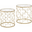ACME Flowie 2-Piece Round Glass Top Nesting Table in Clear and Gold