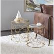 ACME Flowie 2-Piece Round Glass Top Nesting Table in Clear and Gold