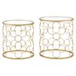 ACME Flowie 2-Piece Round Glass Top Nesting Table in Clear and Gold