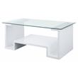 ACME Nevaeh Wooden Rectangular Coffee Table in Clear and White High Gloss