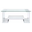 ACME Nevaeh Wooden Rectangular Coffee Table in Clear and White High Gloss