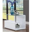 ACME Nevaeh Square Wooden End Table with Glass Top in Clear and White High Gloss
