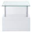 ACME Nevaeh Square Wooden End Table with Glass Top in Clear and White High Gloss