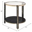 ACME Thistle Round Glass Top End Table in Black and Champagne
