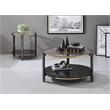 ACME Thistle Round Glass Top End Table in Black and Champagne