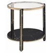 ACME Thistle Round Glass Top End Table in Black and Champagne