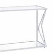 ACME Virtue Glass Top Sofa Table with Bottom Shelf in Clear and Chrome