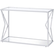 ACME Virtue Glass Top Sofa Table with Bottom Shelf in Clear and Chrome