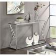 ACME Virtue Glass Top Sofa Table with Bottom Shelf in Clear and Chrome