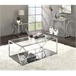 ACME Virtue Glass Top Sofa Table with Bottom Shelf in Clear and Chrome